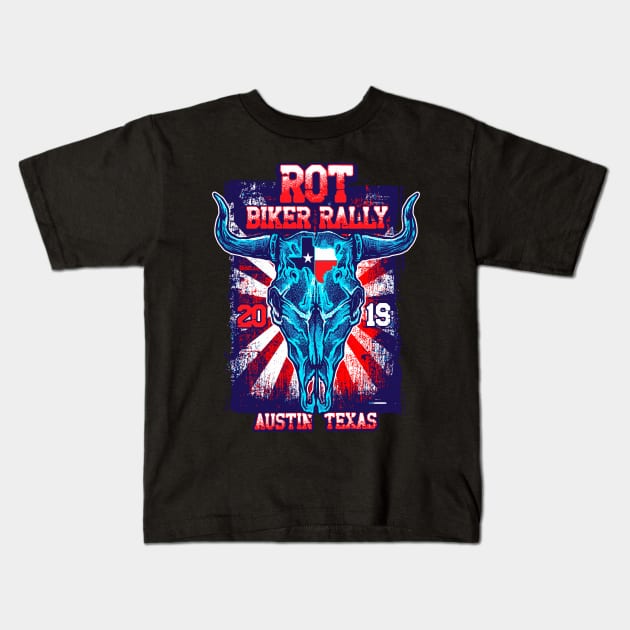 TEXAS BIKER RALLY Kids T-Shirt by Diyutaka